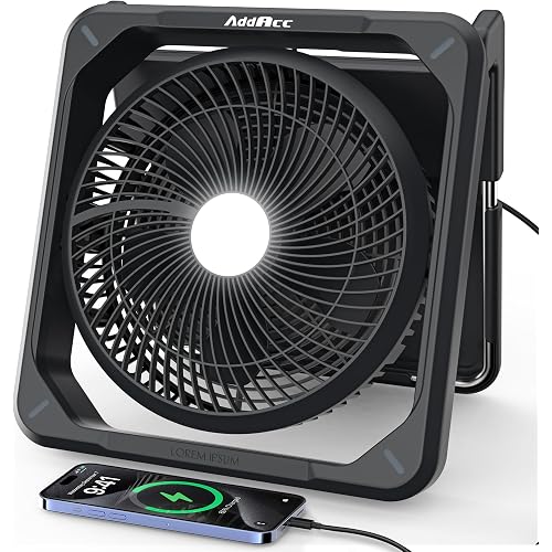 11.5 inch Portable Solar Powered Fan, Battery Powered Camping Fan, Solar Charger, Timer & Lantern, Battery Operated Travel Fan for Sleeping Outdoor Tent Car Beach Hurricane Essentials Accessories