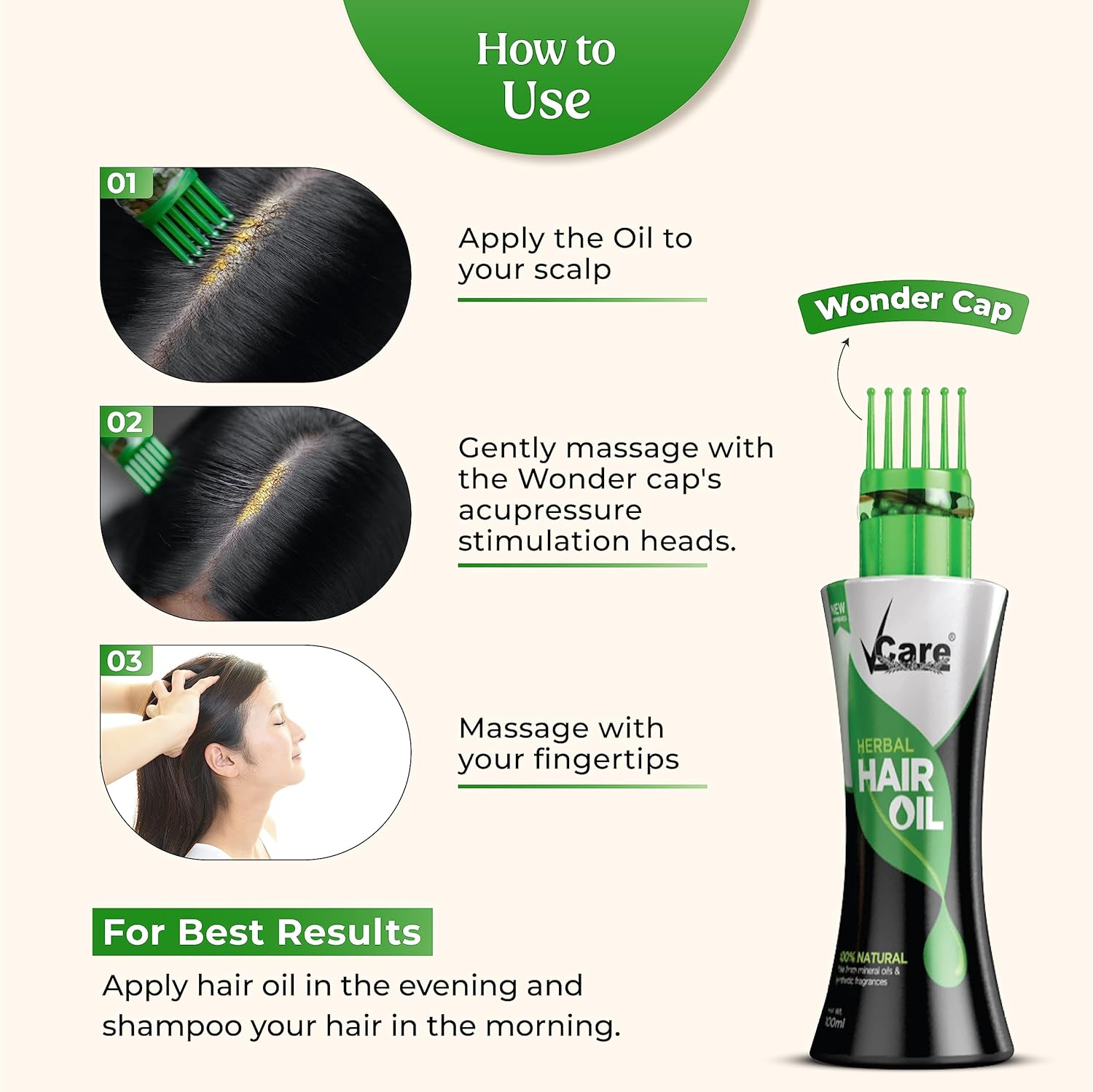 Vcare New Improved Herbal Hair Oil with Wonder Cap (100 ml)