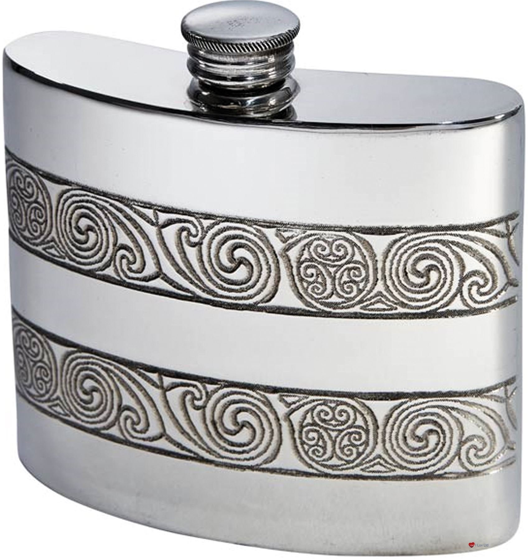 Flasque de hanche 6oz étain Kells flacon de poche incurvé en métal anglais gravable