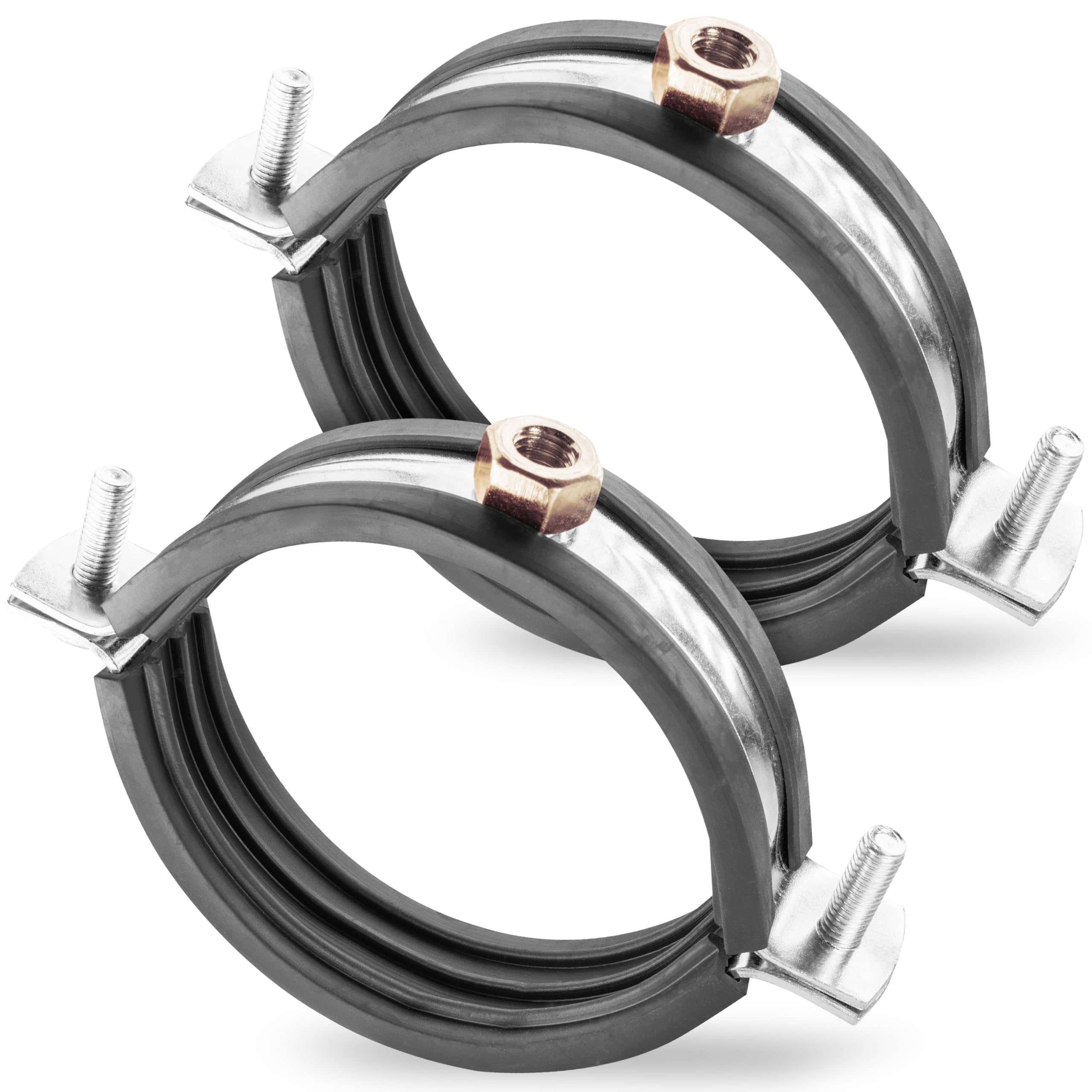 Poppstar 2 Edelstahl Rohrschellen W4 (Spannbereich 74-80 mm, 2 1/2") mit Stockschrauben M8*82 und Dübeln