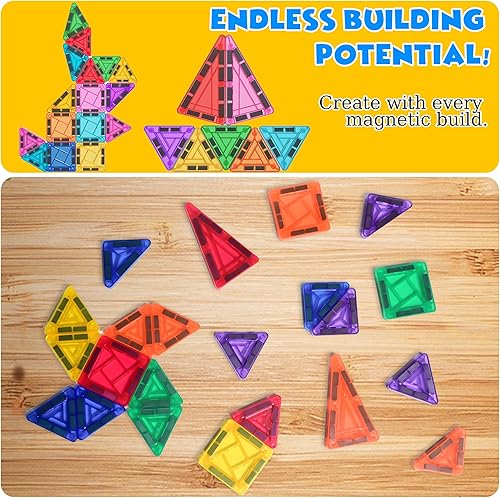 Miniatura 5 de Juego de 42 azulejos magnéticos, bloques de construcción magnéticos fuertes, mini azulejos magnéticos, juguetes STEM Montessori para niños pequeños