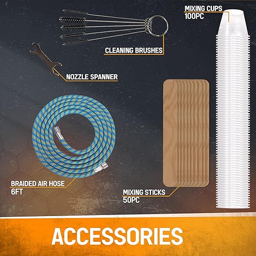 Miniatura 5 de NO-NAME Kit de aerógrafo con compresor Master Blaster II, doble acción para arte, tatuajes, decoración de pasteles, maquillaje, arte de uñas,