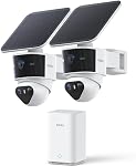 Aosu T2 Pro Caméras de sécurité solaire sans fil, 2 Cam Kit, 3K Caméra de sécurité double Cam sans tache aveugle pour la maison, 170° Large + 360° PTZ, AI Détection, 8X Zoom, extensible 1TB Stockage local