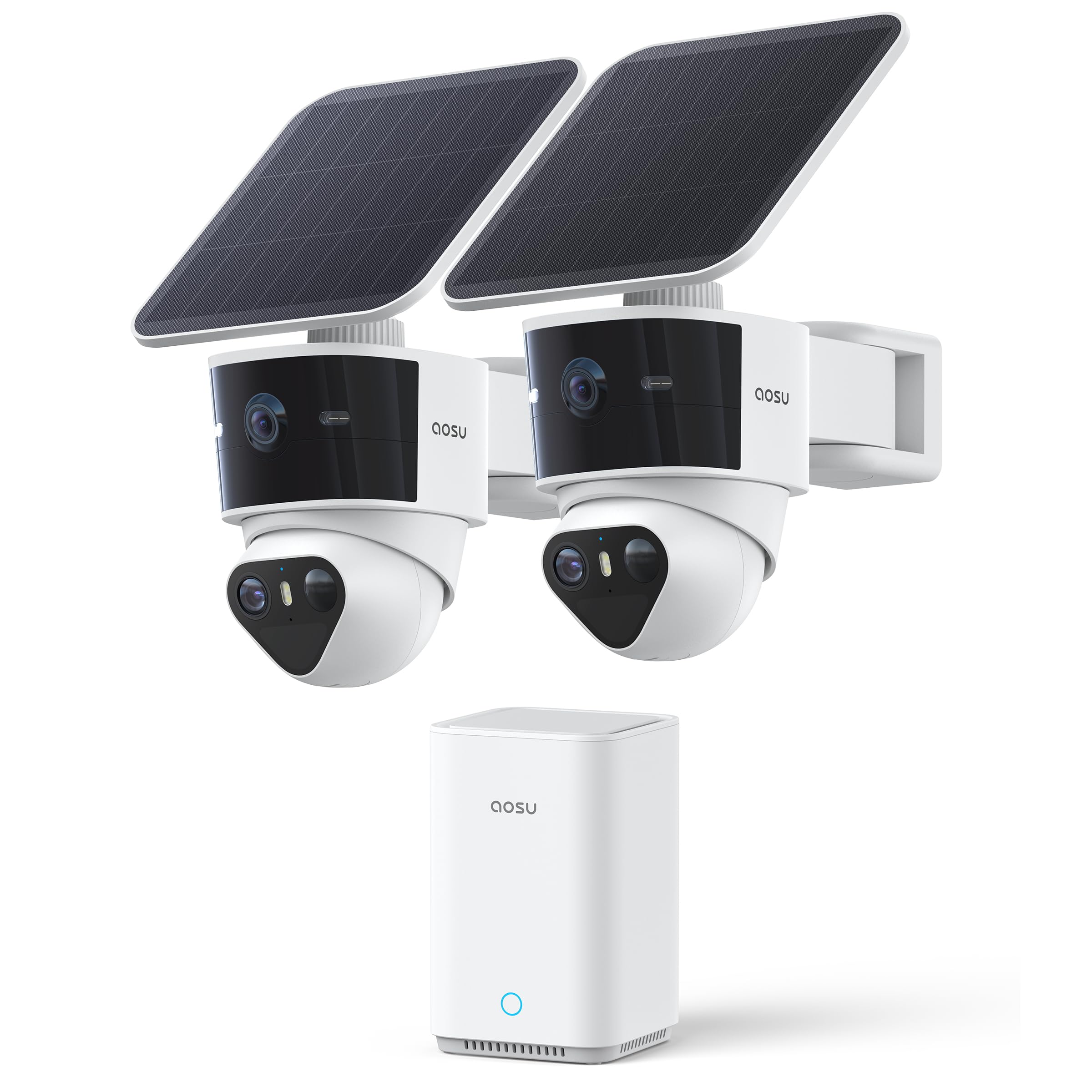 Photo 1 of aosu T2 Pro Solar Security Cameras Wireless Outdoor, 2 Cam Kit, 3K Dual Cam No Blind Spot Security Camera for Home, 170° Wide + 360° PTZ, AI Detection, 8X Zoom, Expandable 1TB Local Storage