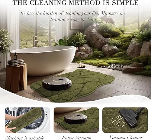 Miniatura 5 de BSICPRO Tapetes de baño grandes, 24 x 36 pulgadas, antideslizantes, de microfibra suave y absorbente, de secado rápido, lavables a máquina (verde