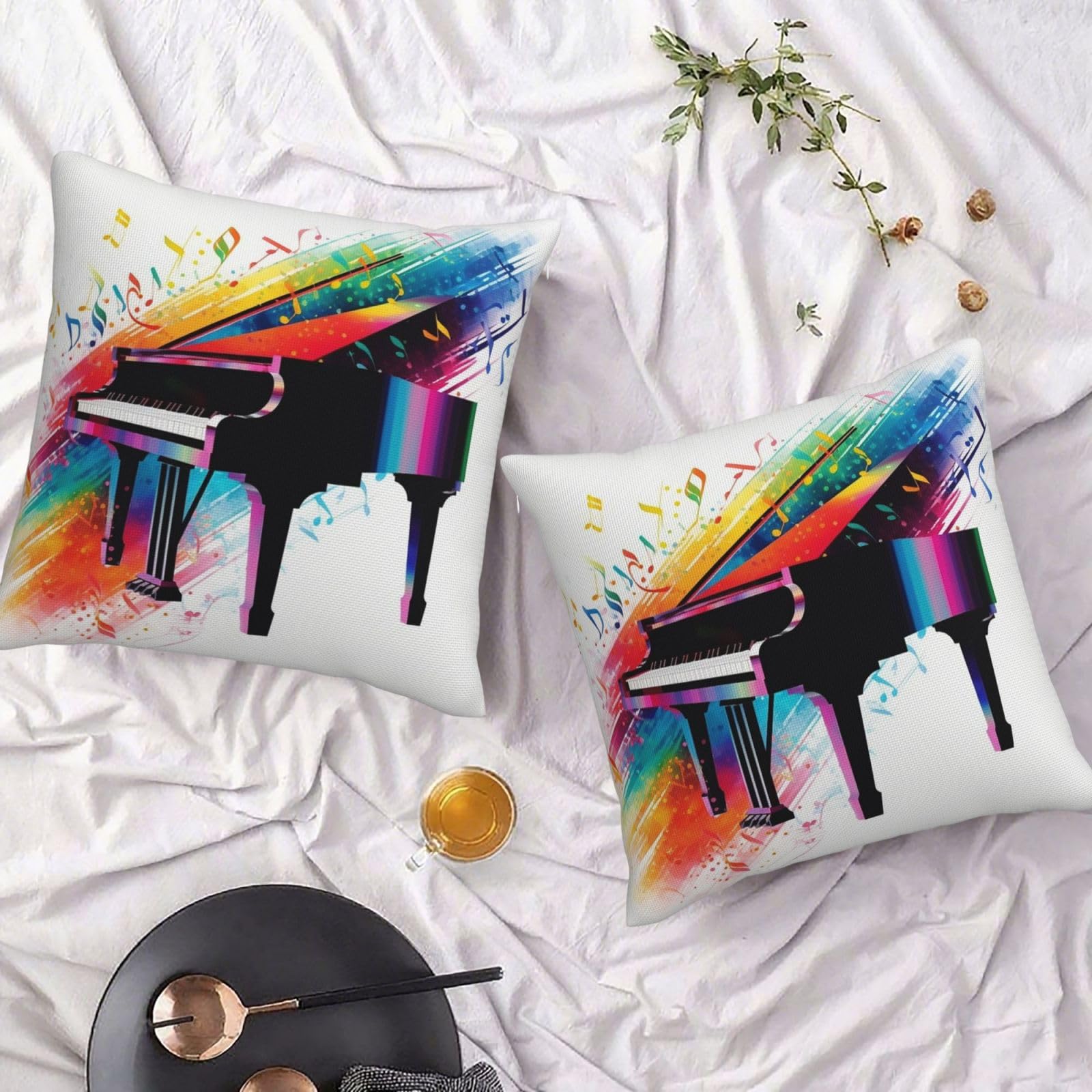 Housses de coussin lin piano coloré rafraîchissantes et modernes