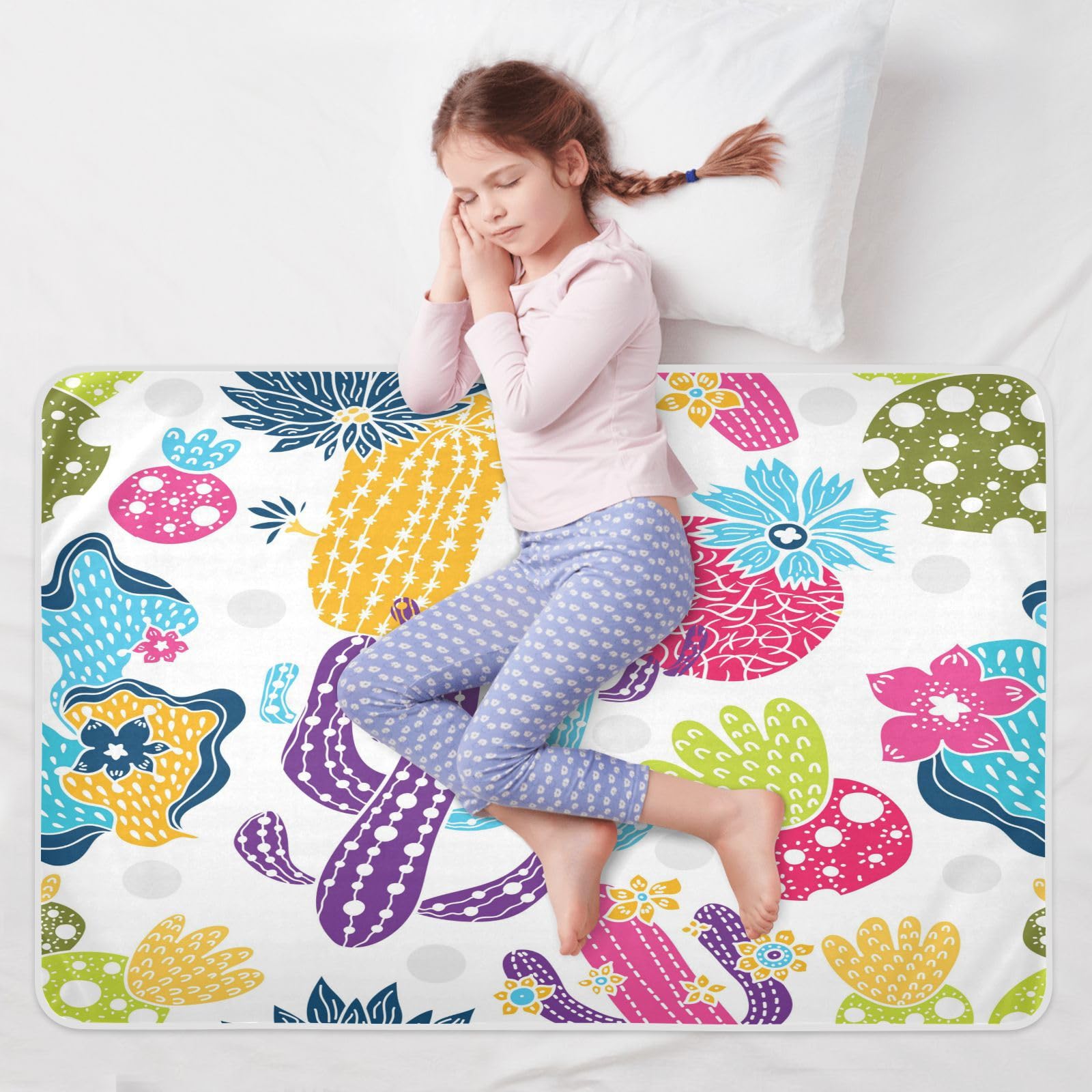 susiyo Cactus Colorful Red Bed Pads for Incontinence Mattress Protector Anti-Slip Waterproof Pads (56