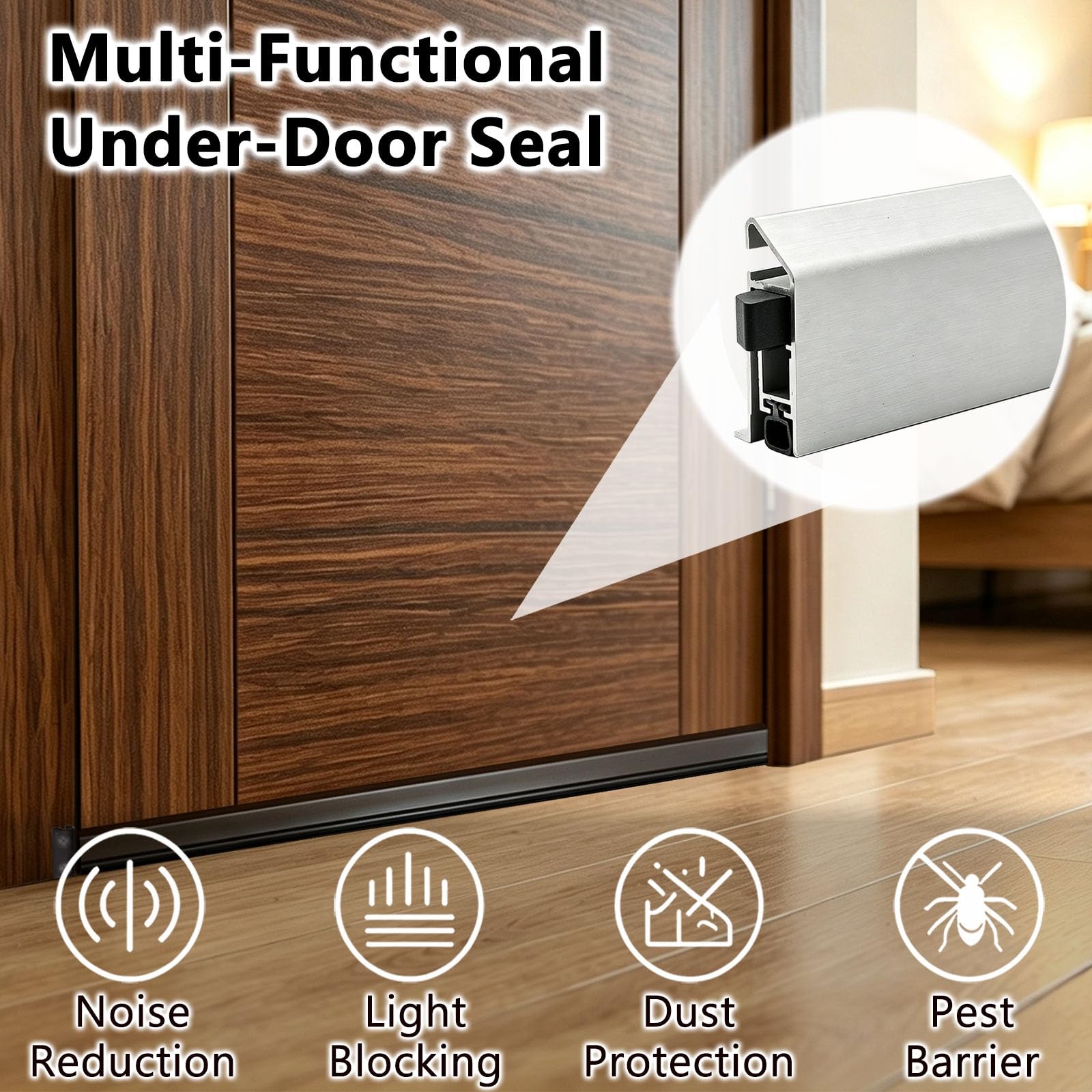 Burlete Inferior Automático Oculto Para Puertas, Oficinas Aluminio