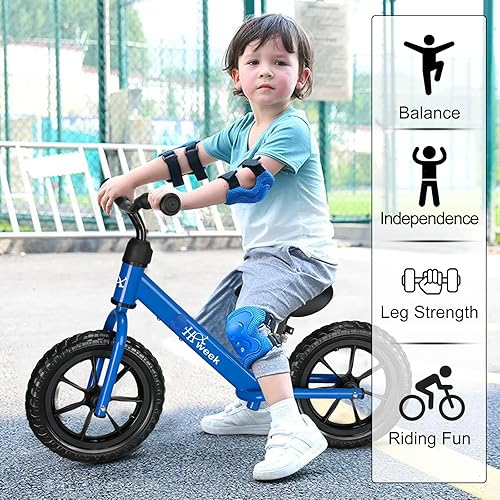 Miniatura 6 de HAWEEK Bicicleta de equilibrio para niños pequeños de 12 pulgadas, sin pedales, bicicleta de entrenamiento para niños de 24 meses a 5 años, ajuste