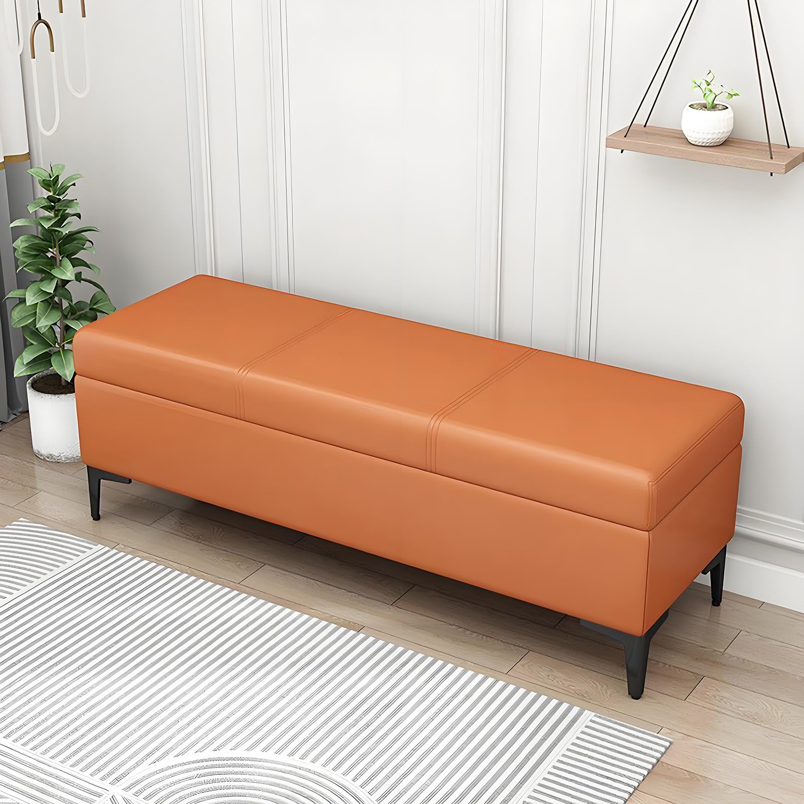 Banc de rangement ottoman rembourré 80x40 cm pour l'entrée et la chambre