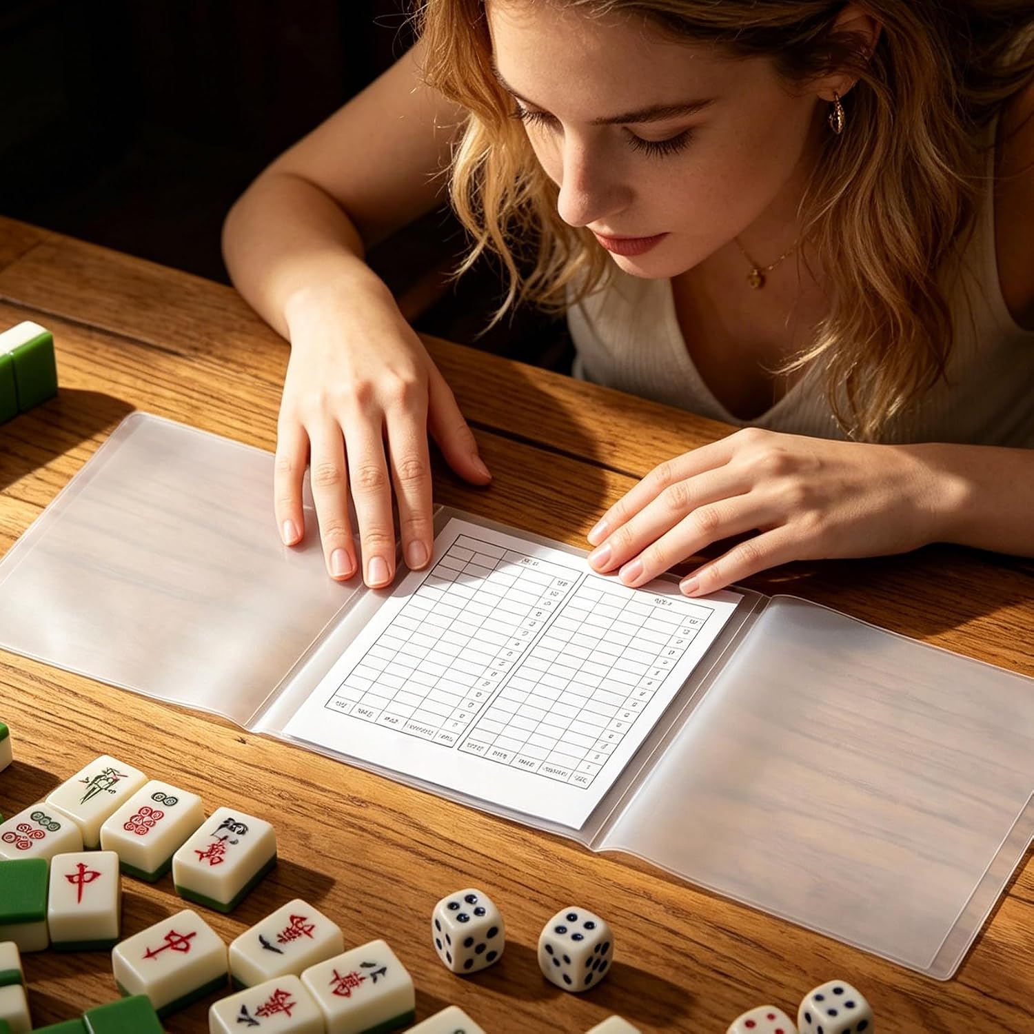 2pcs Mahjong Card Cover Protector, Waterproof Cover Holder Large Print Size(6 1/8”x4 3/4”), Matte Clear Plastic Sleeves Accessories for Protecting Scorecards Rule Sheets Hand Cards image 4