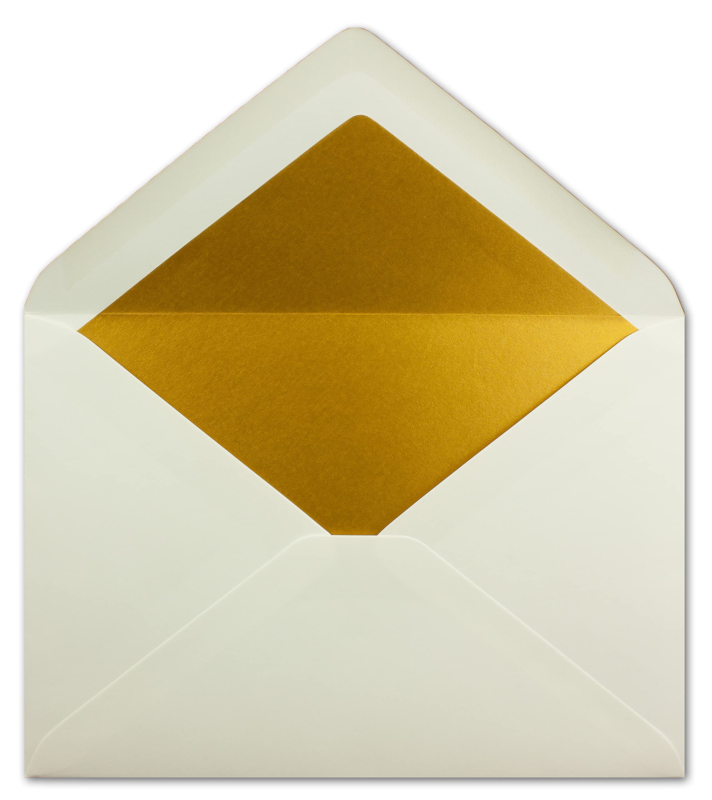 25 x enveloppes DIN C5, 15,7 x 22,5 cm, en blanc naturel avec doublure en soie dorée, collage humide, enveloppes à lettres vierges, enveloppes postales sans fenêtre au format C5, marque : FarbenFroh