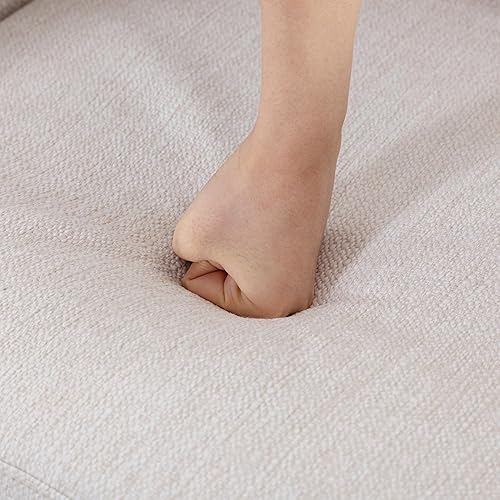 Miniatura 5 de HNY Sillón moderno de mediados de siglo, silla decorativa de lino con botones y brazo, silla tapizada para sala de estar, dormitorio, patas de
