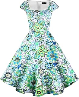 Women's Cocktail Party Dress Cap Sleeve 1950 Retro Swing Dress with Pockets