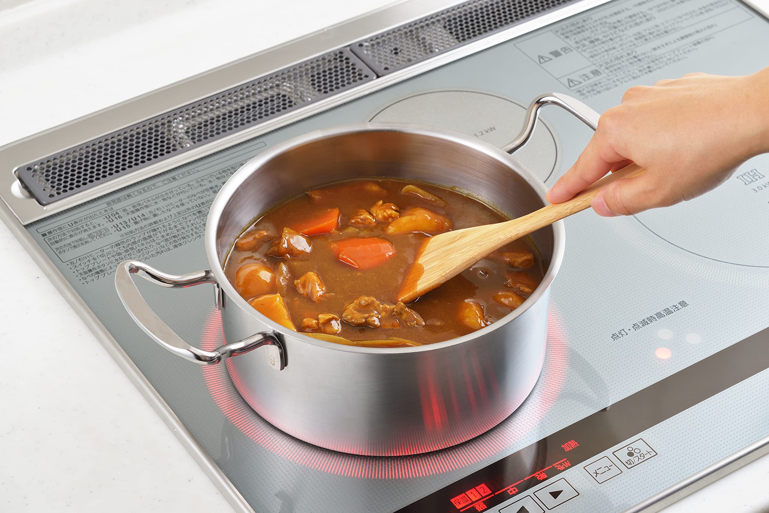 Castle Enterprise Yoshikawa Gogei Two-Handled Pot, Made in Japan, Induction Compatible, Stainless Steel, 7.9 inches (20 cm), Gift Wrapping Specifications, Silver