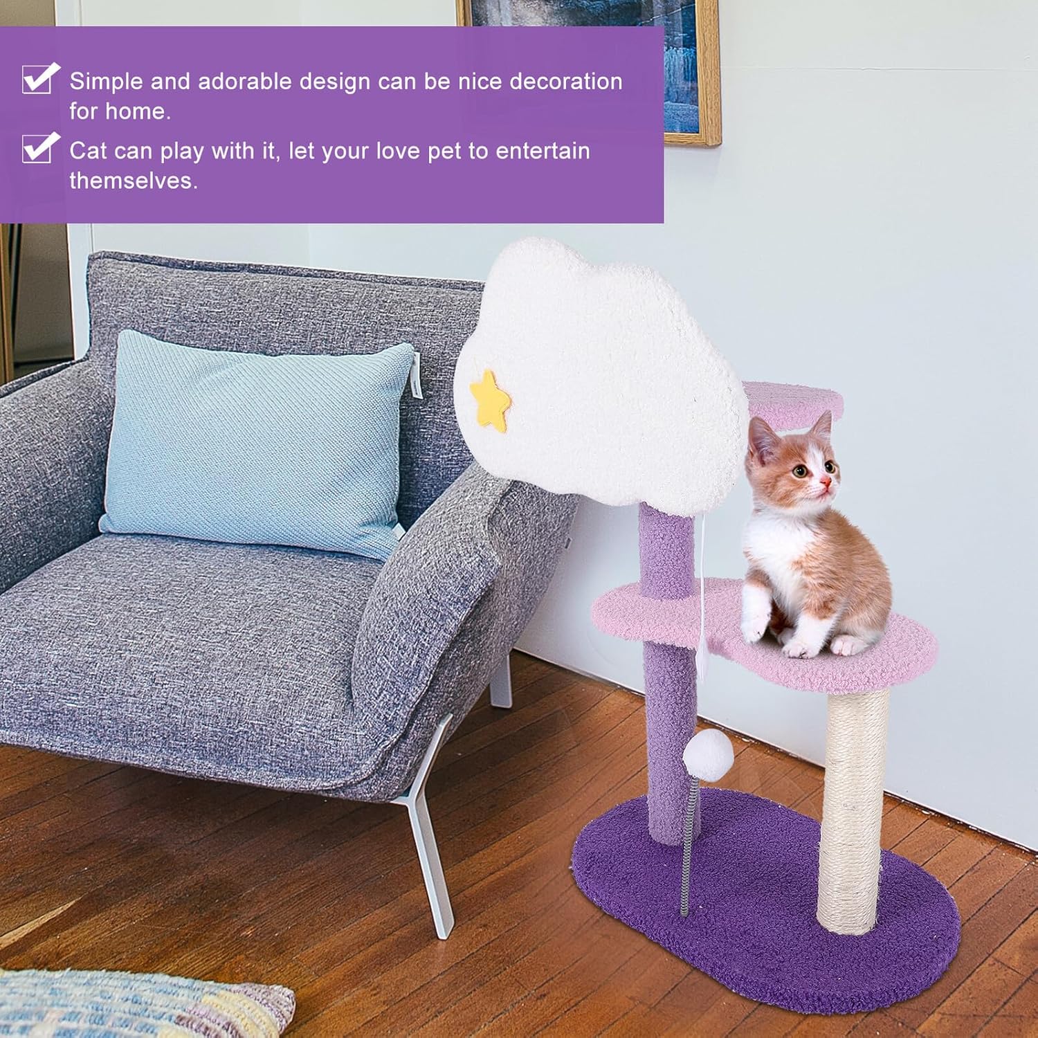 Cat Climbing Frame and Scratching Post Multi-Level Cat Tree with Jumping Platform Sturdy and Kittens