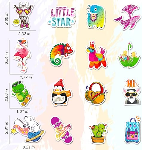 Miniatura 6 de 300 calcomanías de vinilo impermeables para botellas de agua, monopatín, laptop, calcomanías de dibujos animados multicolor para niños, adolescentes