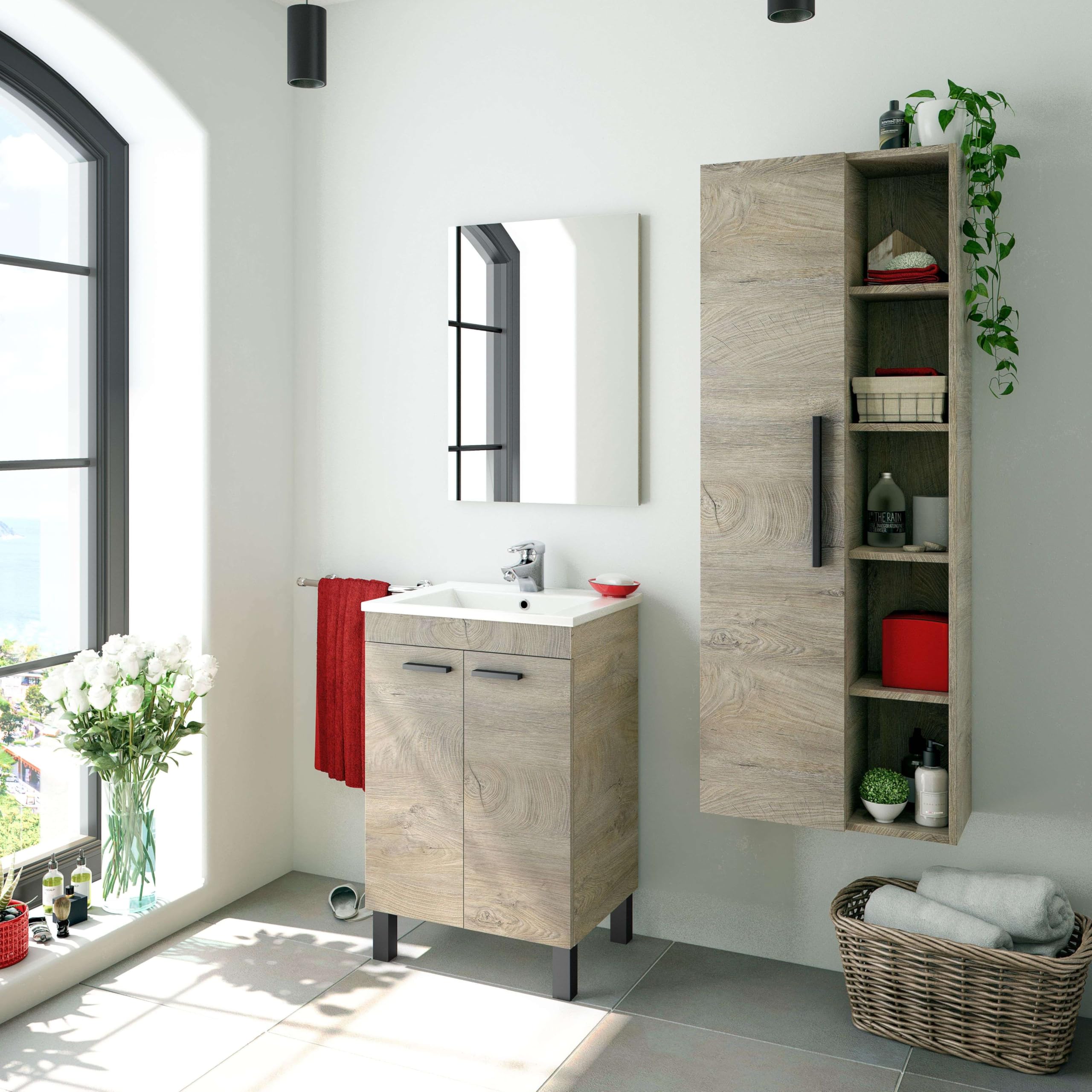 Miroytengo Columna de Baño Color Roble Alaska 135x51x25 cm