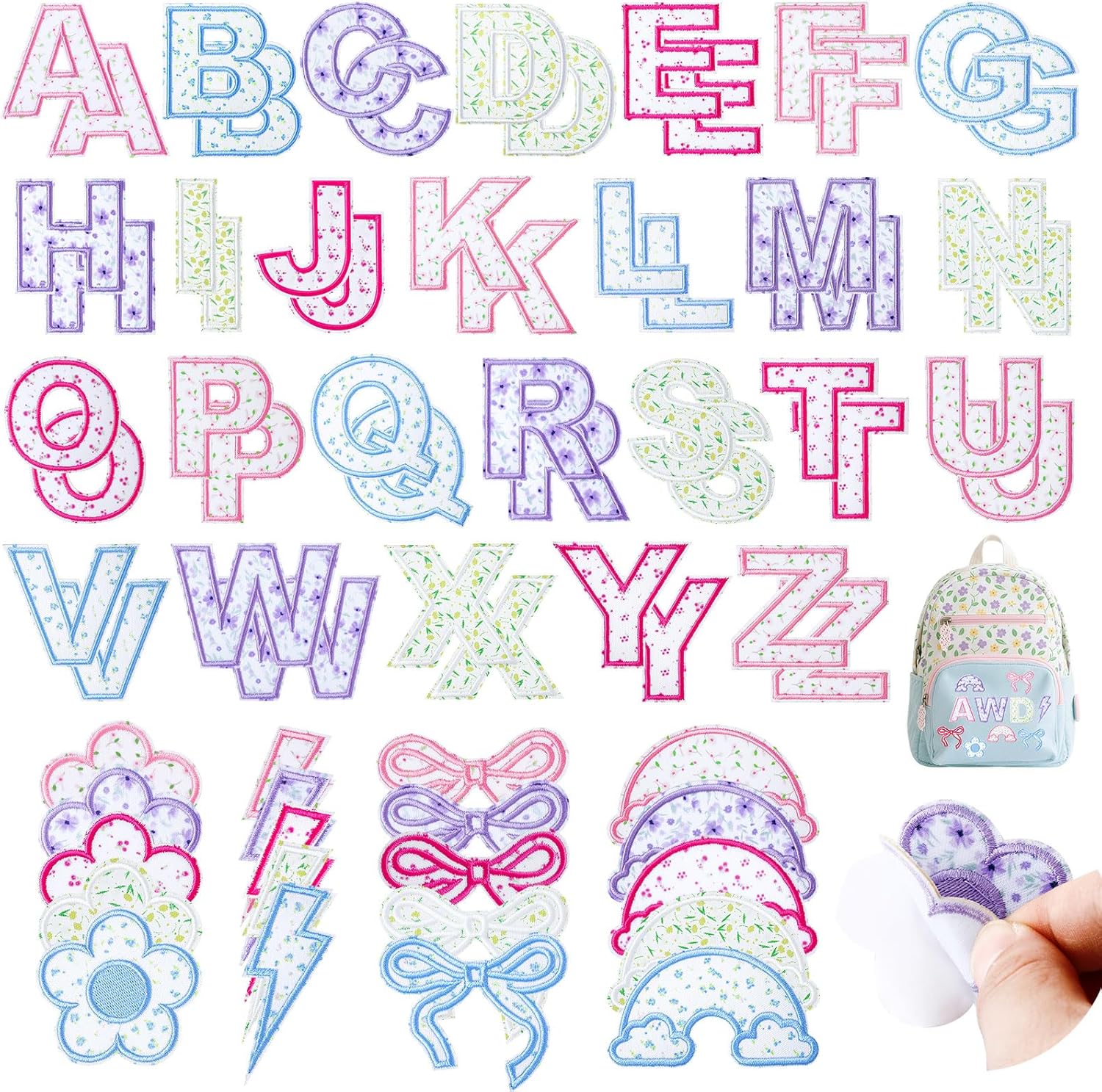 72 Pcs Pink Western Cowgirl Patches Self Adhesive Patches,Include 52 A-Z Letter Patch,20 Cactus Guitar Boots Stick on Patch for Country Girls,Cowgirl Stickers for Hat Backpack Disco Bachelorette Party
