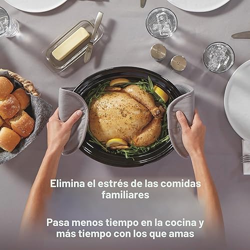 Miniatura 6 de Hamilton Beach Olla de cocción lenta de 6 cuartos de galón con asas plegables que ahorran espacio, 3 ajustes de calor, recipiente de cerámica y tapa