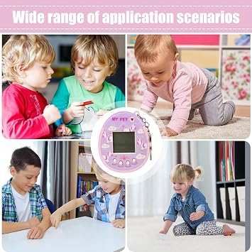 Digital Pet Keychain - Giga Pets Electronic Virtual Pet Toy, Durable PP with Stress-Relief Design, Social Skills Development for Kids, Teens & Adults (Birthday Gift) (Purple)