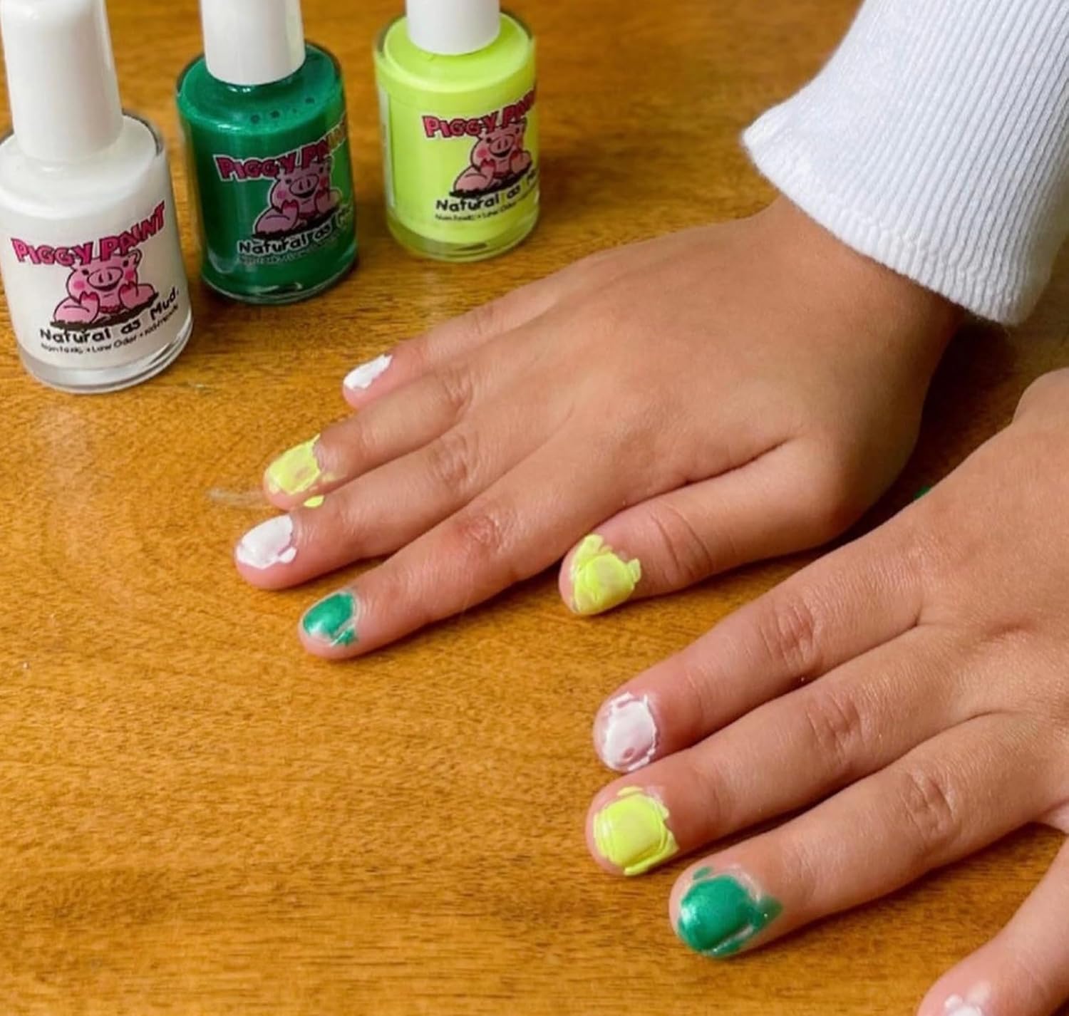Piggy Paint Nail Polish - Non-Toxic St Patrick's Day Polish for Little Girls, Toddlers, & Kids, Water Based Formula, Safe, Cruelty Free, Vegan, & Natural, Durable Finish - Lucky Charmed (Gift Set)