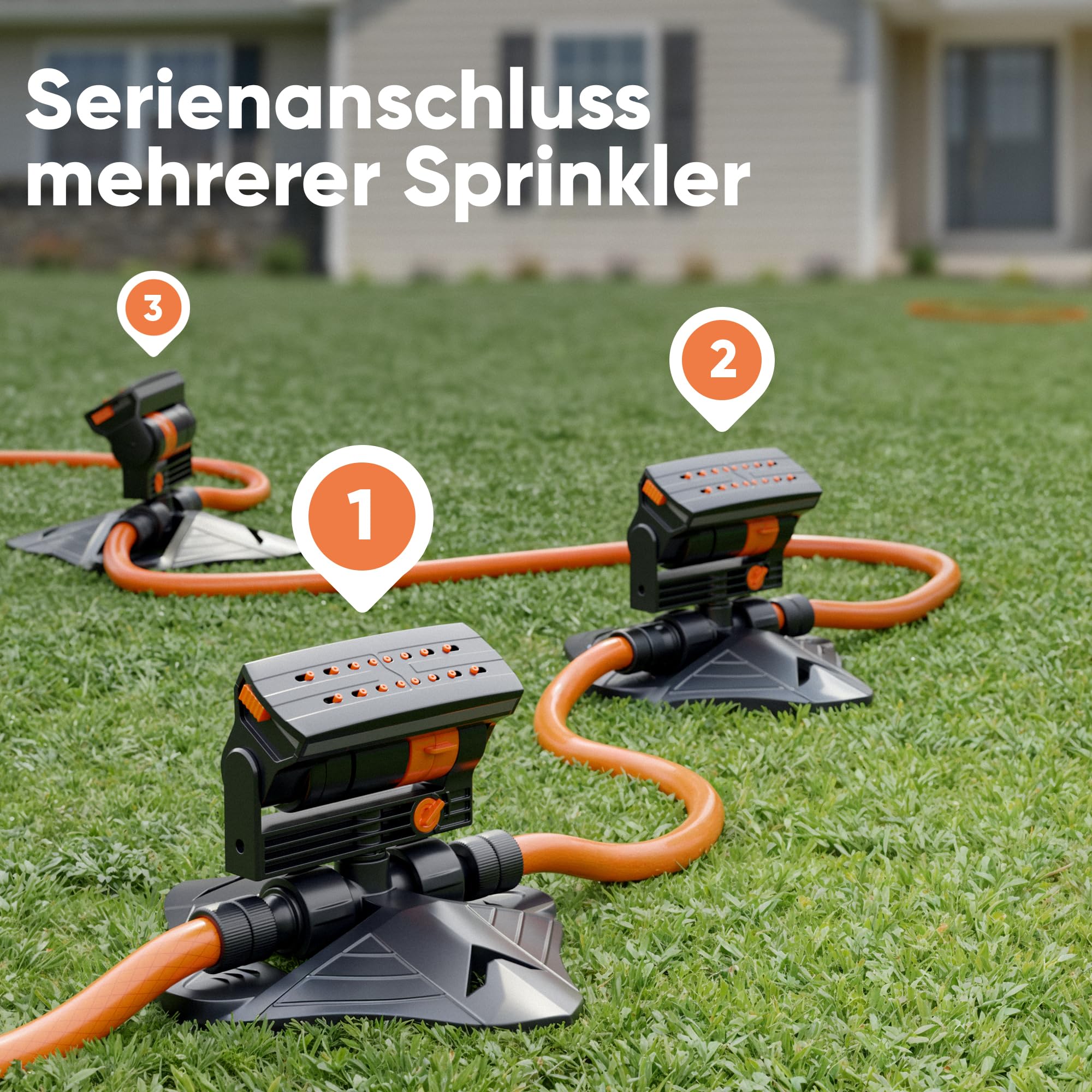 Björn&Schiller Rasensprenger, Oszillationssprinkler, Viereckregner für kleine und große Flächen, Bewässerungssystem mit Filter, ABS-Kunststoff, Rasenbewässerung und Sprinkleranlage Garten