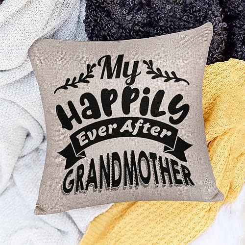 Miniatura 4 de Fundas de almohada de 16 x 16 pulgadas, decoración de granja con texto en inglés "My Happily Ever After Grandmother", fundas de cojín para el hogar,