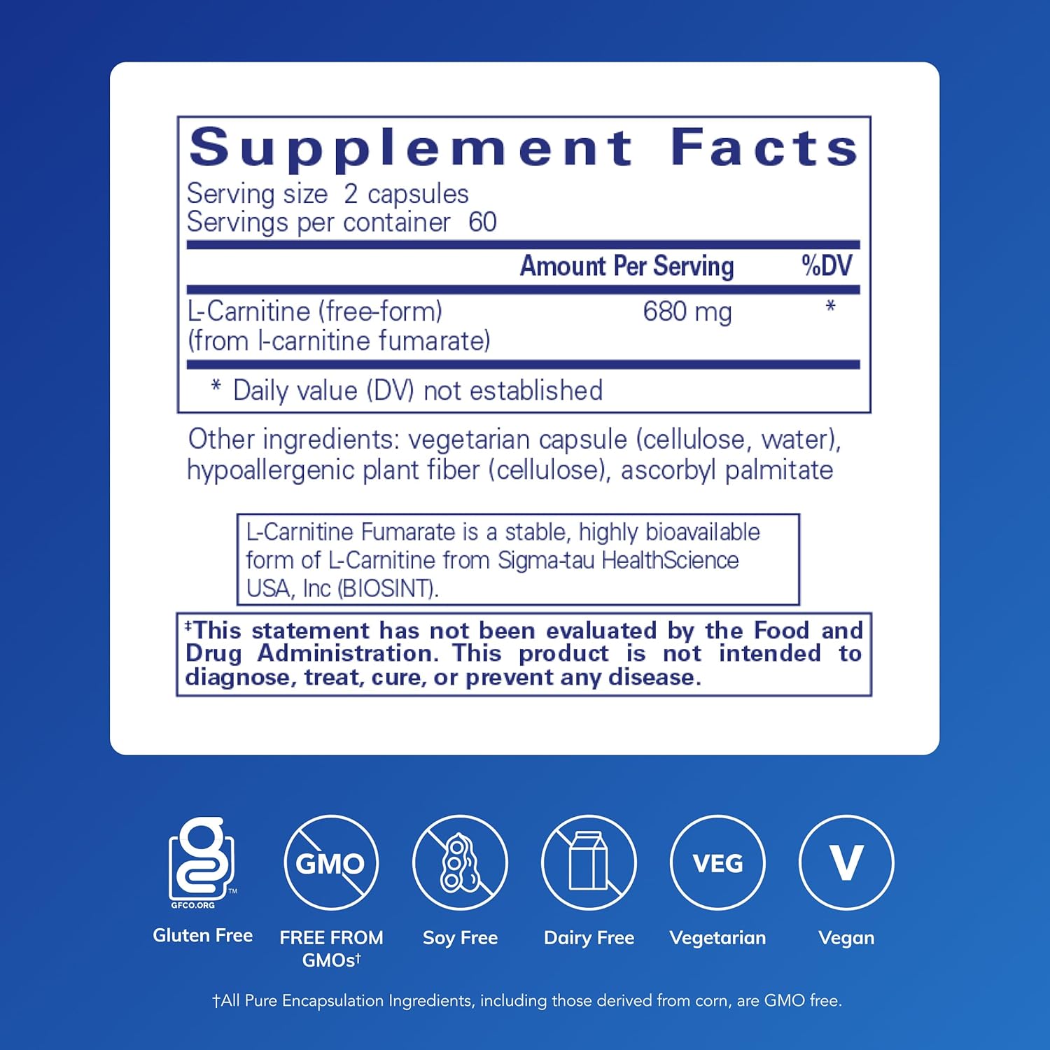 Pure Encapsulations L-Carnitine Fumarate | Hypoallergenic Supplement Support for Enhanced Muscle | 120 Capsules - Image 2