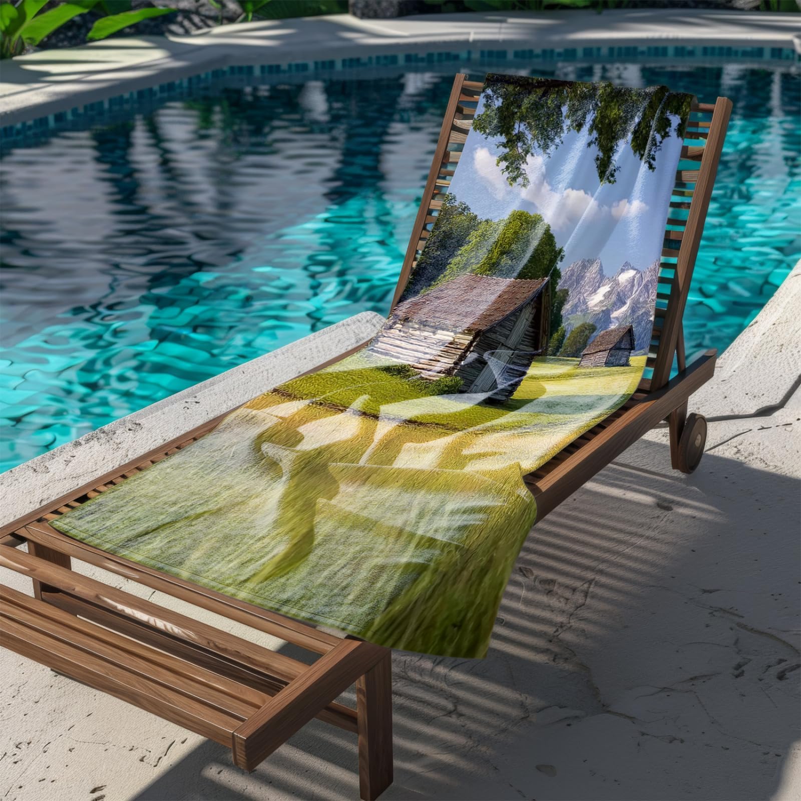 Telo Mare Microfibra 210x230 Casa In Legno Marrone Telo Spiaggia Grande Antisabbia,XXL Asciugamano Mare, Asciugatura Rapida, Stuoia Spiaggia Leggero E Portatile