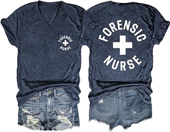 Forensic Nurse Shirt Womens Front Back Graphic Print V Neck Correctional Nurse T-Shirt Short Sleeve Soft Tops