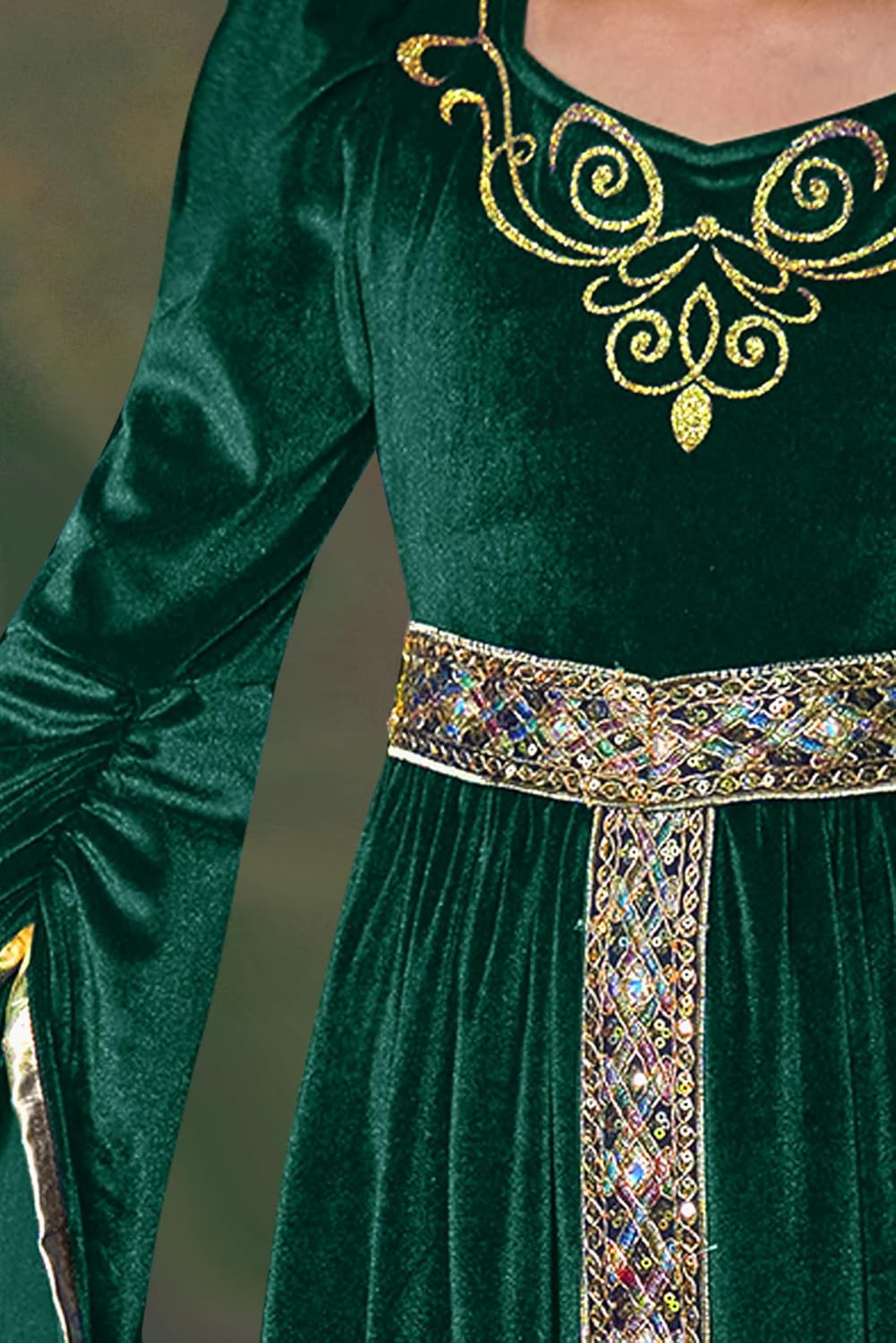 BesserBay Girls Halloween Medieval Renaissance Princess Elegant Dress Queen Velvet Outfit 4-14 Years - Image 3