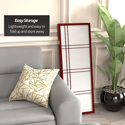 Miniatura 3 de Pantalla Shoji corta de doble cruz de 4 pies - Palisandro - 3 paneles