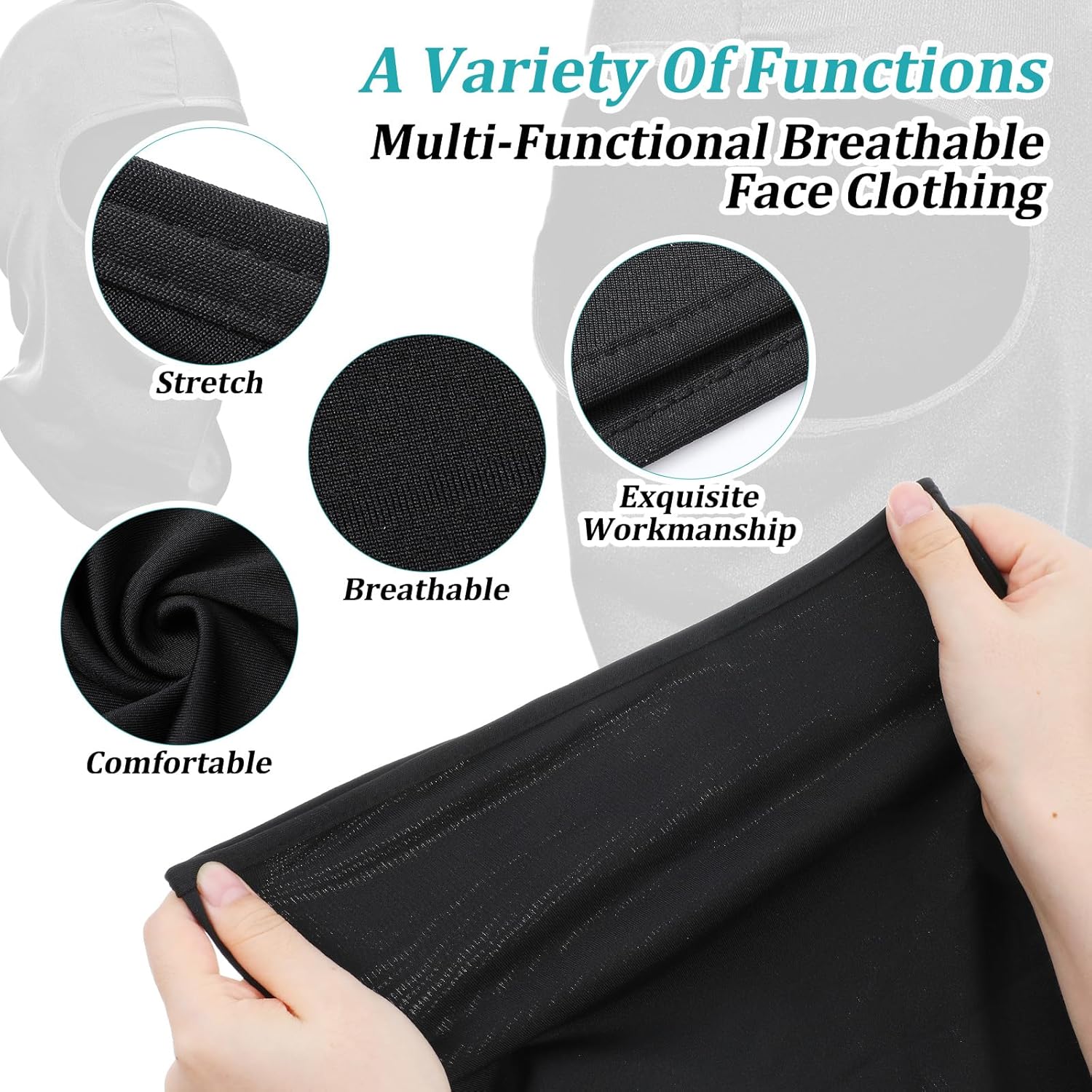 24 Pcs Balaclava Ski Face Mask Full Face Cover Mask UV Protection Cooling Neck Gaiter Summer for Men Women Winter Outdoor Black - Image 3