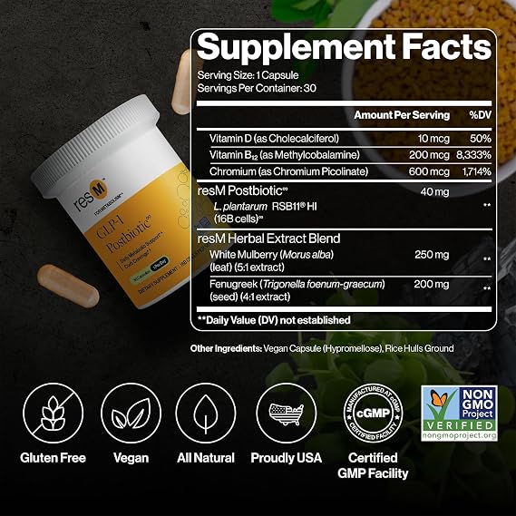 resM GLP-1 Postbiotic Supplement - 30 Vegetarian Capsules