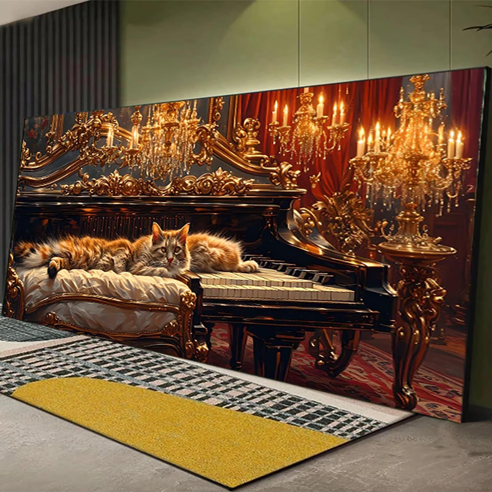 Malen nach Zahlen Kinder Klavier Malen Nach Zahlen Erwachsene, Geschenke für Mädchen Junge Bastelset Set, Malen nach Zahlen Katze | Malen nach Zahlen Ohne Rahmen, (60x120cm) Bastelset Erwachsene 1-C