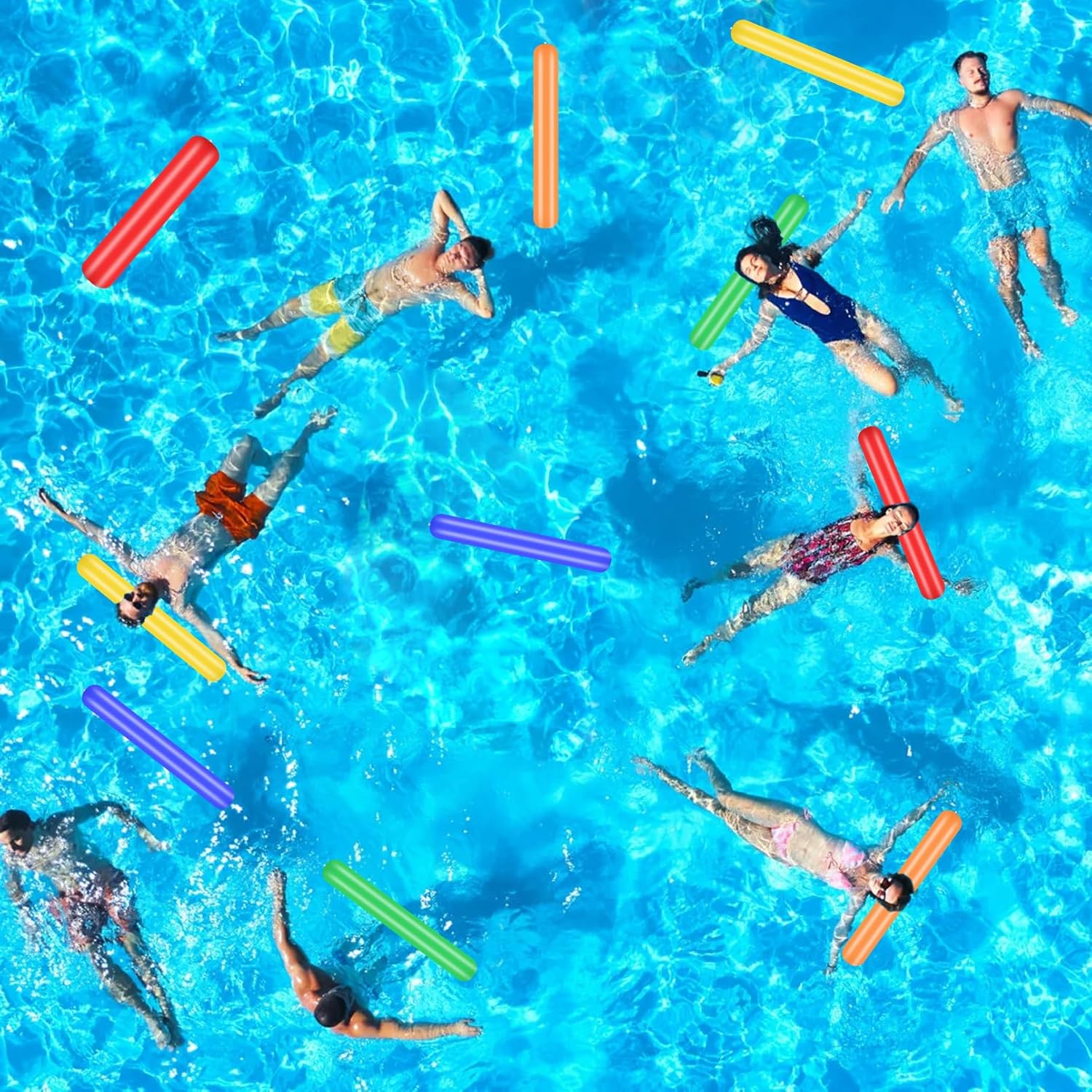 10 Pcs Pool Inflatable Sticks Pool Noodles Blow Up Pool Colorful PVC Outdoor Water Games Toy 5 Colors Inflatable Pool Noodles Swimming Noodles for Adults Swimming Pool Beaches Lake Party