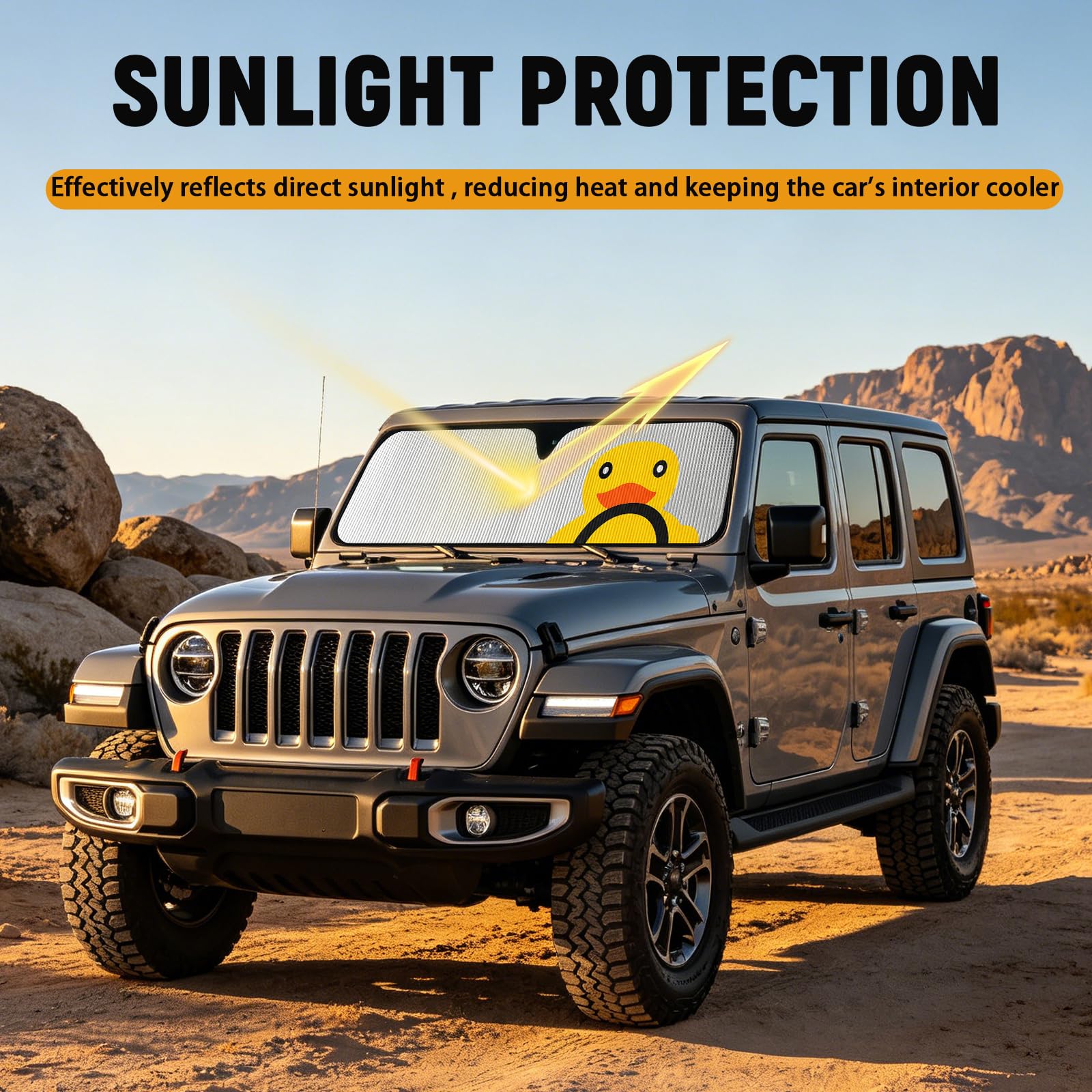 Parasole per parabrezza, protezione termica per Jeep, parasole per Jeep Wrangler, compatibile con Jeep Wrangler TJ JK JL e Gladiator JT 2/4 porte, 1 pezzo
