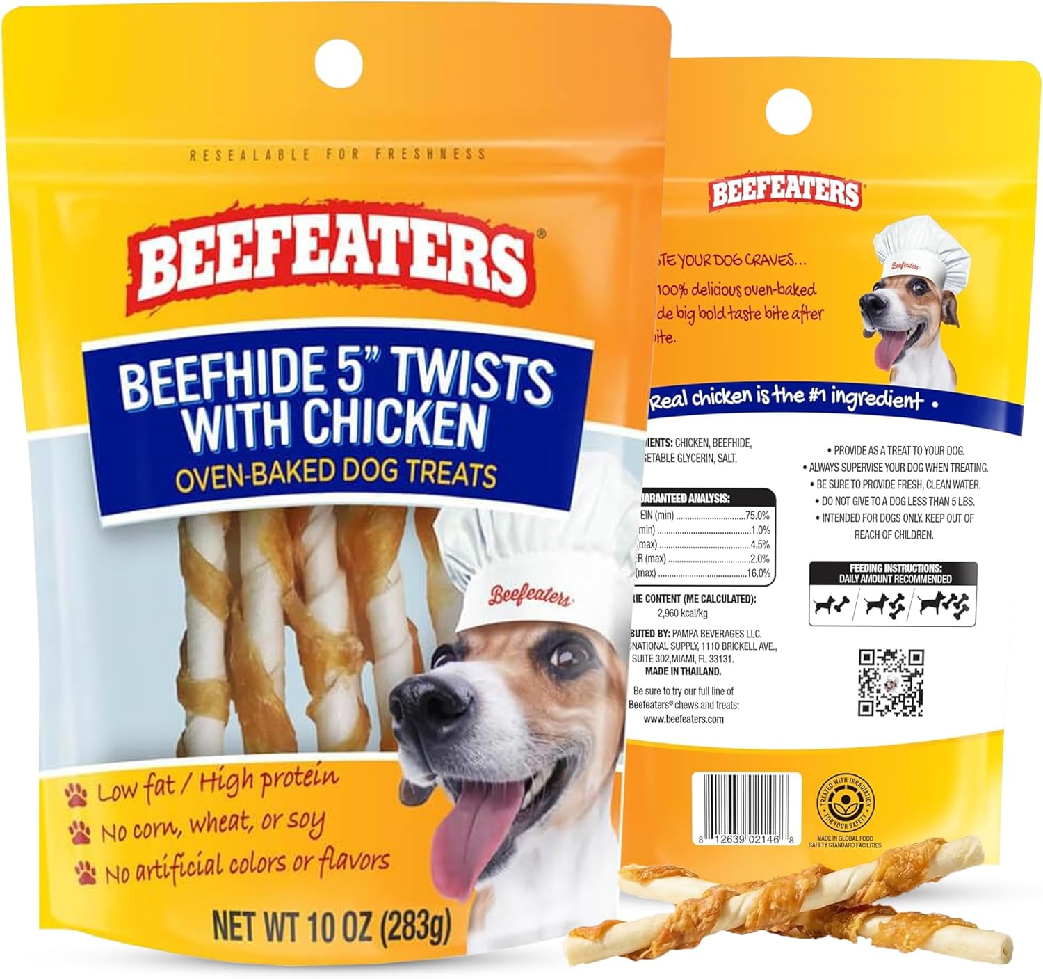 Beefeaters Beefhide 5in Twist with Real Chicken – Protein-Rich Dog Treats for Clean Teeth, Ideal for Training & All Dog Sizes