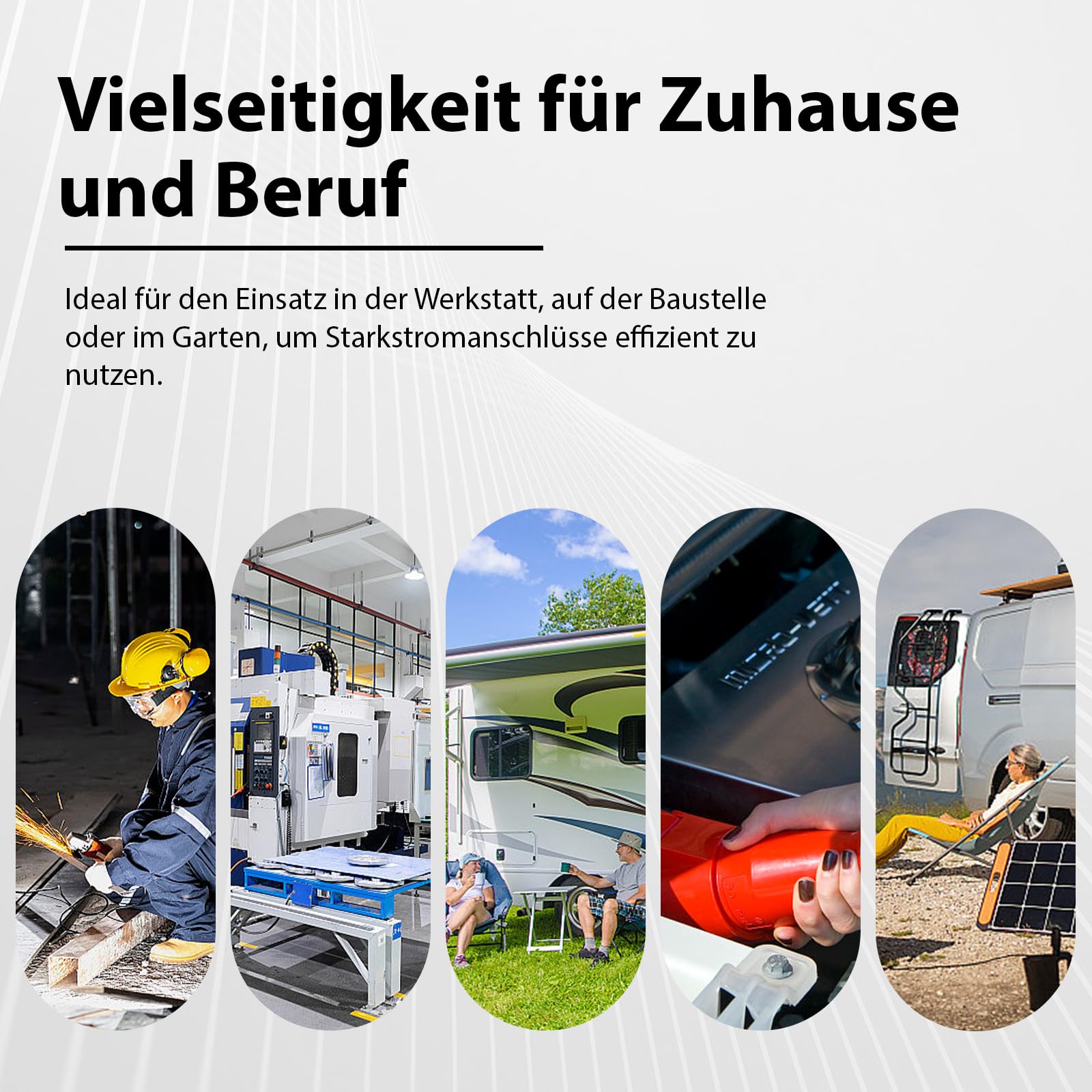 CEE Starkstrom Verteiler, 400V 16A auf 3X 230V Adapter Starkstrom, Starkstrom Adapter 400V auf 230V 16A Verteiler für Camping, Boot, Caravan, IP44, 3x1.5mm²