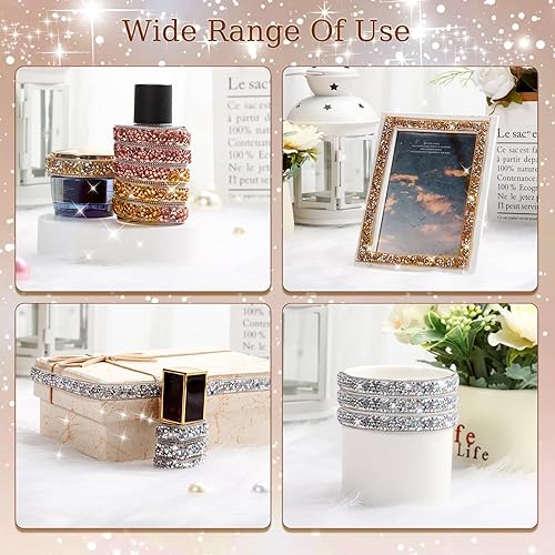 Vista 41 de Xinnun 5 rollos de cinta de diamantes de imitación brillantes, tiras autoadhesivas de diamantes de imitación, cinta de resina para arte, Plateado