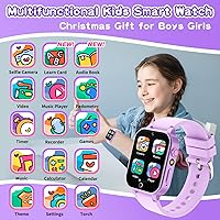 Vista 2 de Relojes inteligentes para niñas de 5 a 12 años, 26 juegos, pantalla táctil de alta resolución, reloj para niñas con cámara de video, reproductor