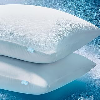 Niagara Set of 2 Cooling Pillow Cases Standard Size, CoolSpan™ Technology Q-Max 0.4 Cooling Pillowcases for Hot Sleepers, Hidden Zipper Pillow Covers, Soft, Anti-Static (20x26'') - Light Grey
