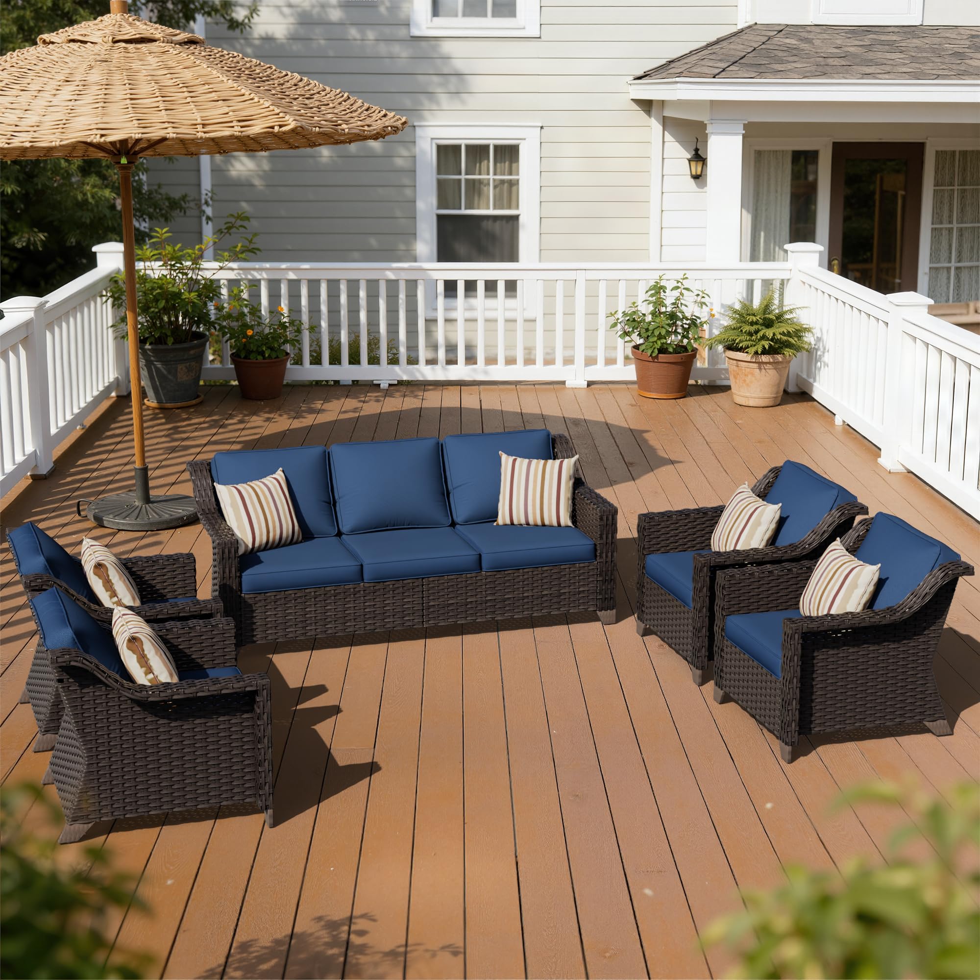 5 Piece Patio Furniture Set, Wicker Outdoor Conversation Set