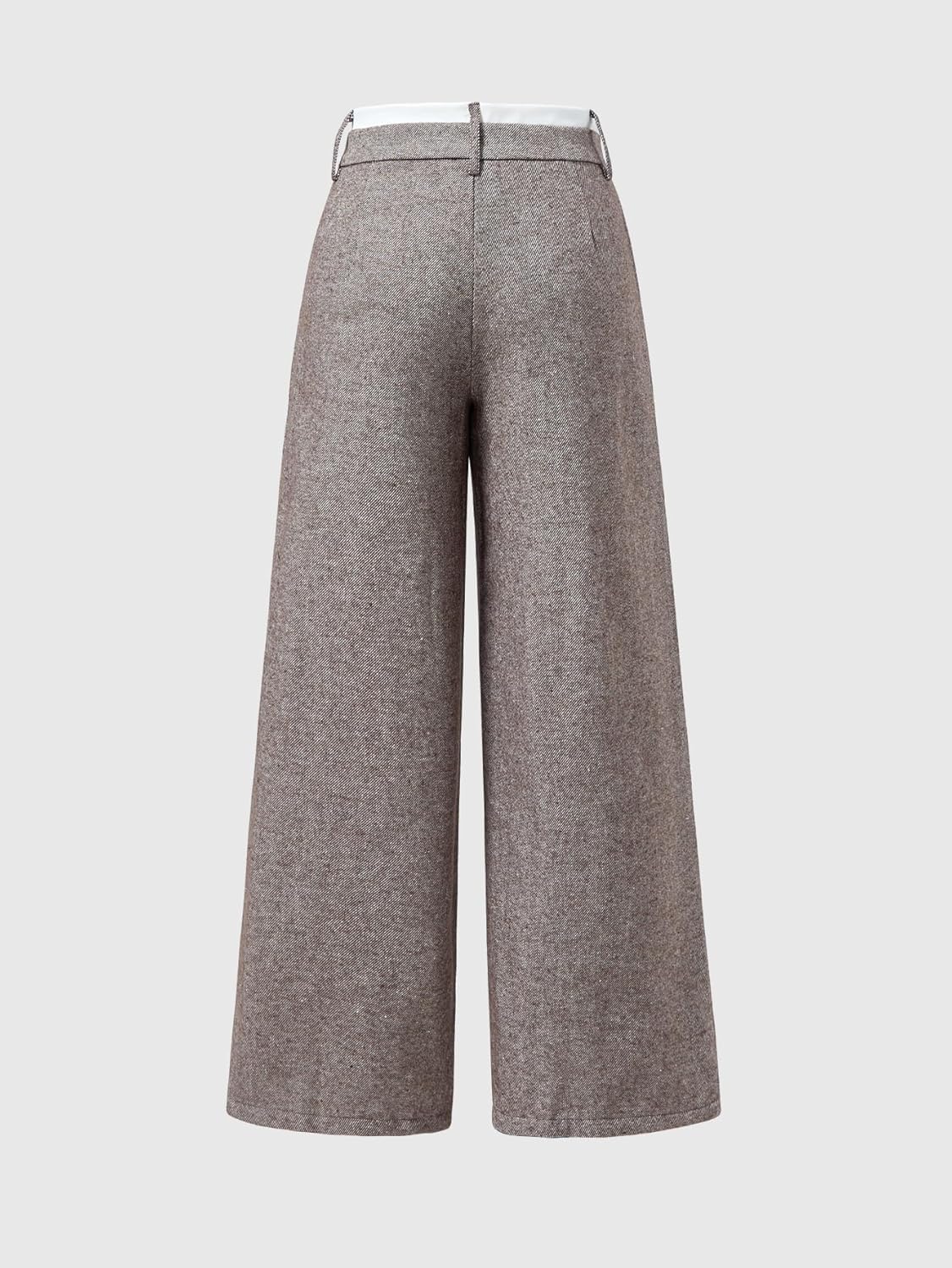Women's Wide Leg Low Rise Dress Pants Color Block Loose Fit Work Office Tailored Pants with Pockets