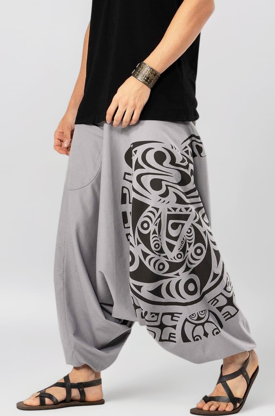 The Veshti Company Printed Harem Pants for Men's Cotton Hippie Style Baggy Boho Yoga Pajama Pant with Pocket
