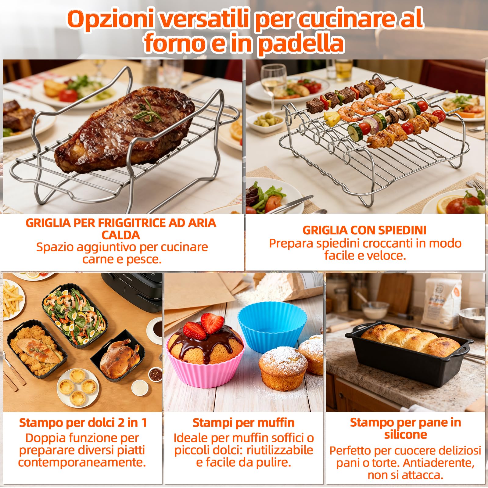 28 Pezzi Teglie Silicone per Friggitrice ad Aria per Philips Air Fryer Serie 1000 Flexi 7.1L, Riutilizzabile Contenitori Friggitrice ad Aria Accessori per Philips Airfryer Flexi NA154/00
