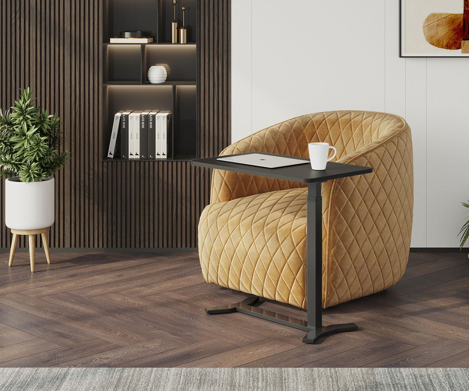ESMART EAC-121BB elektrischer Beistelltisch auf Rollen | 70 × 40 cm, Schwarz, Höhe 65–103 cm, mobiler Laptop- und Betttisch für Couch, Kinderzimmer und Homeoffice