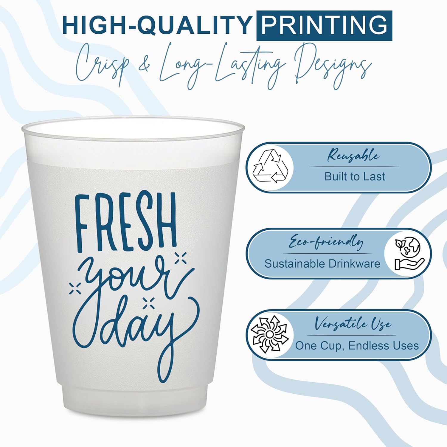 – 16oz Customizable Frost Flex Cups – Personalized Reusable Plastic Cups for Parties, Weddings, Events & Businesses – Bulk Printed Drinkware- Pack of 100ct-