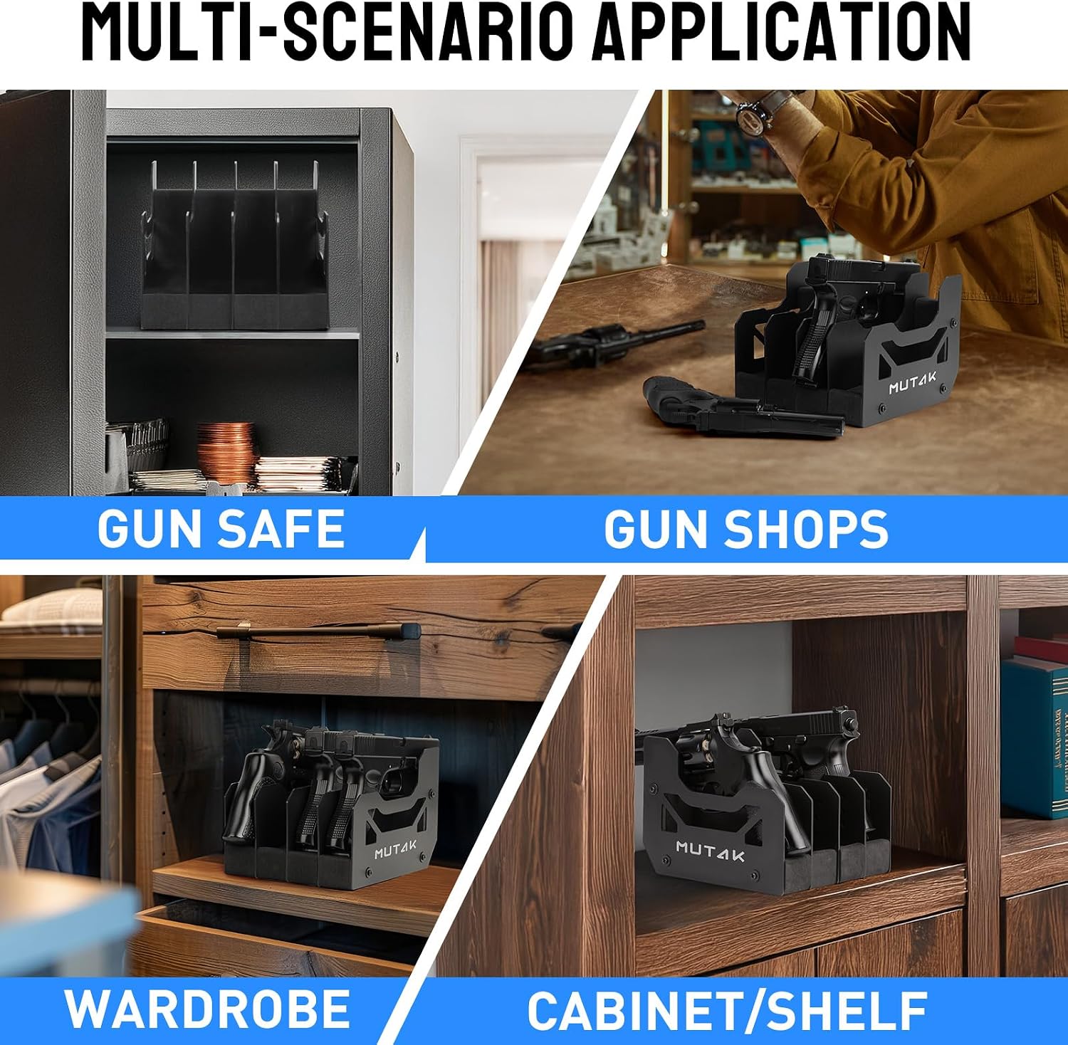 Soft Foam Pistol Rack for Gun Safe, Gun Cabinet, Durable Handgun Stand Organizer Accessories with Gun Slots, Compatible with Size Firearm, Revolver Pistols Holder